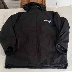 New England Patriots Black Hooded winter lined Jacket with Logo